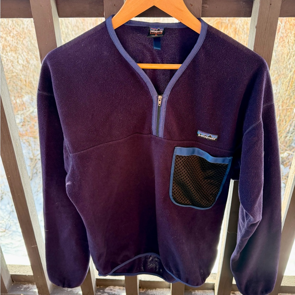 Vintage 1990’s Patagonia Synchilla Purple Zip-Up Fleece with Black Pocket